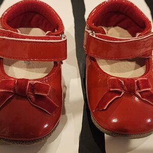 "Robeez Red Leather Baby Mary Jane Shoes with Bow - Size 9-12M"